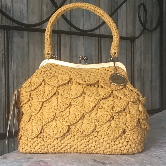 Patricia nash laureana scalloped raffia satchel hotsell